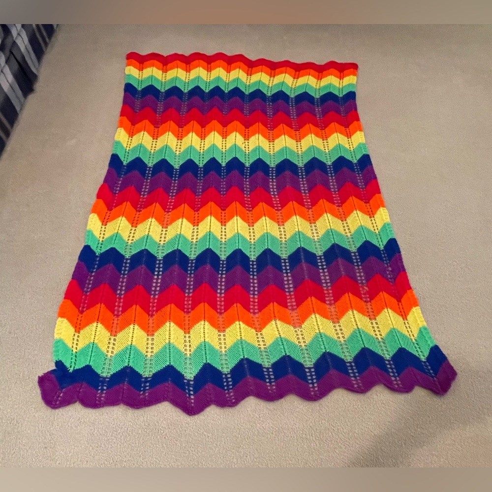 Hand Crocheted Rainbow Afghan